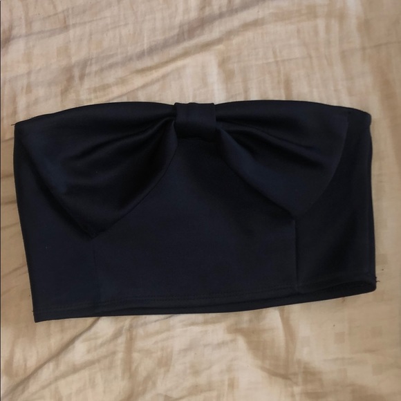 Black, bandeau crop top with bow - Picture 1 of 1